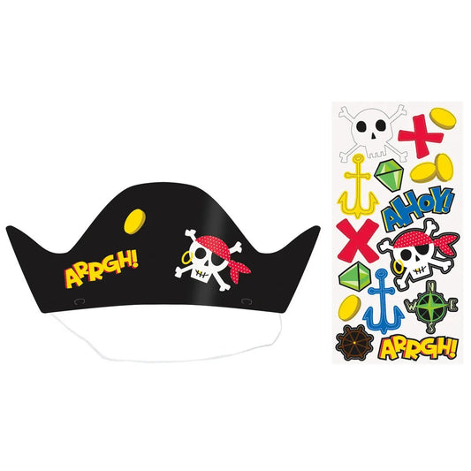 Ahoy Pirate Make Your Own Party Hats - 8 Pkt