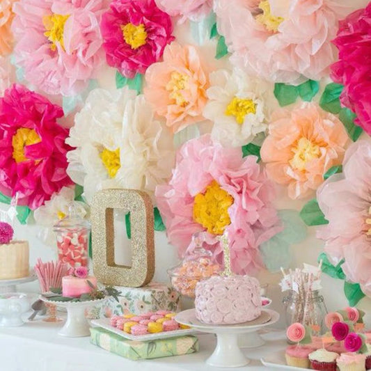 (5pcs) Peach and Pink Mixed Size Tissue Paper flowers Decoration